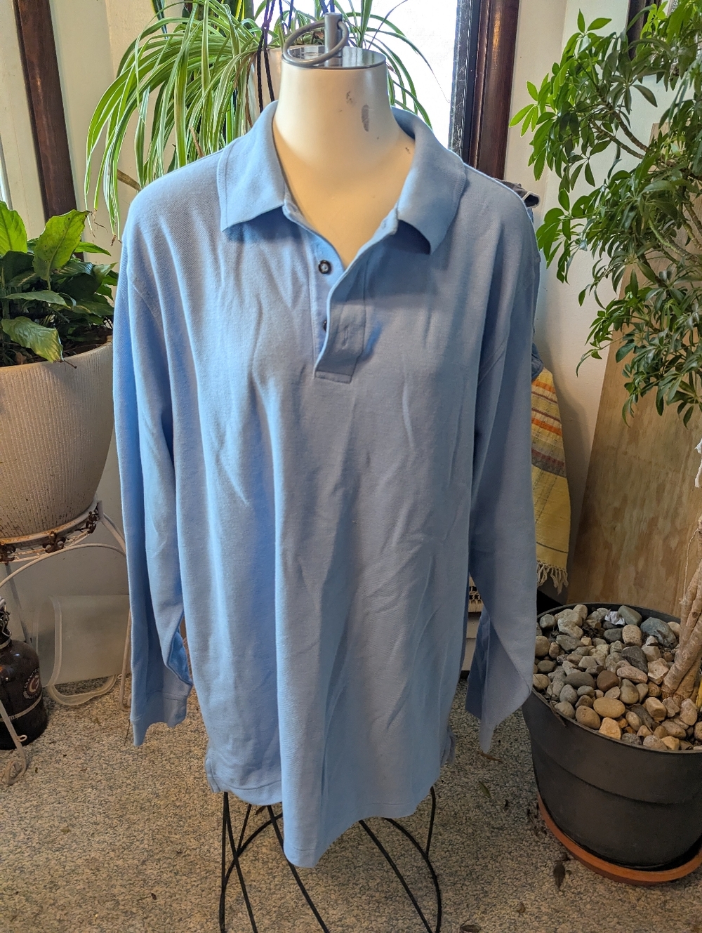 Jos A Banks Lot Of Two 100% Cotton Knit LS Polo Style Shirts Sz Lg